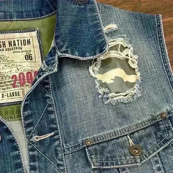 Parish Nation Grunge Army Vest - Y2K - size XL - Picture 4 of 7